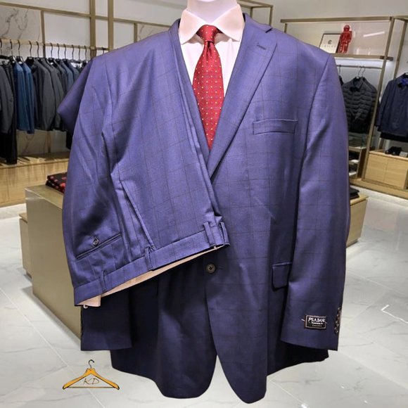 Jos. A. Bank Suit - 50R/45, Blue Windowpane Plaid, NWT - Picture 1 of 16